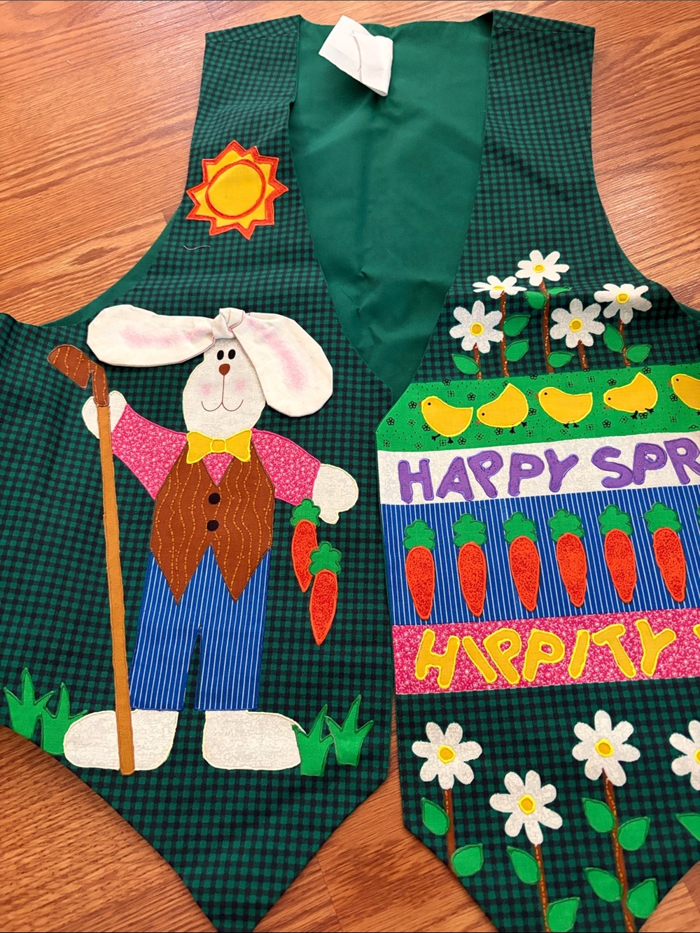 Green Spring Bunny Applique Vest for Women